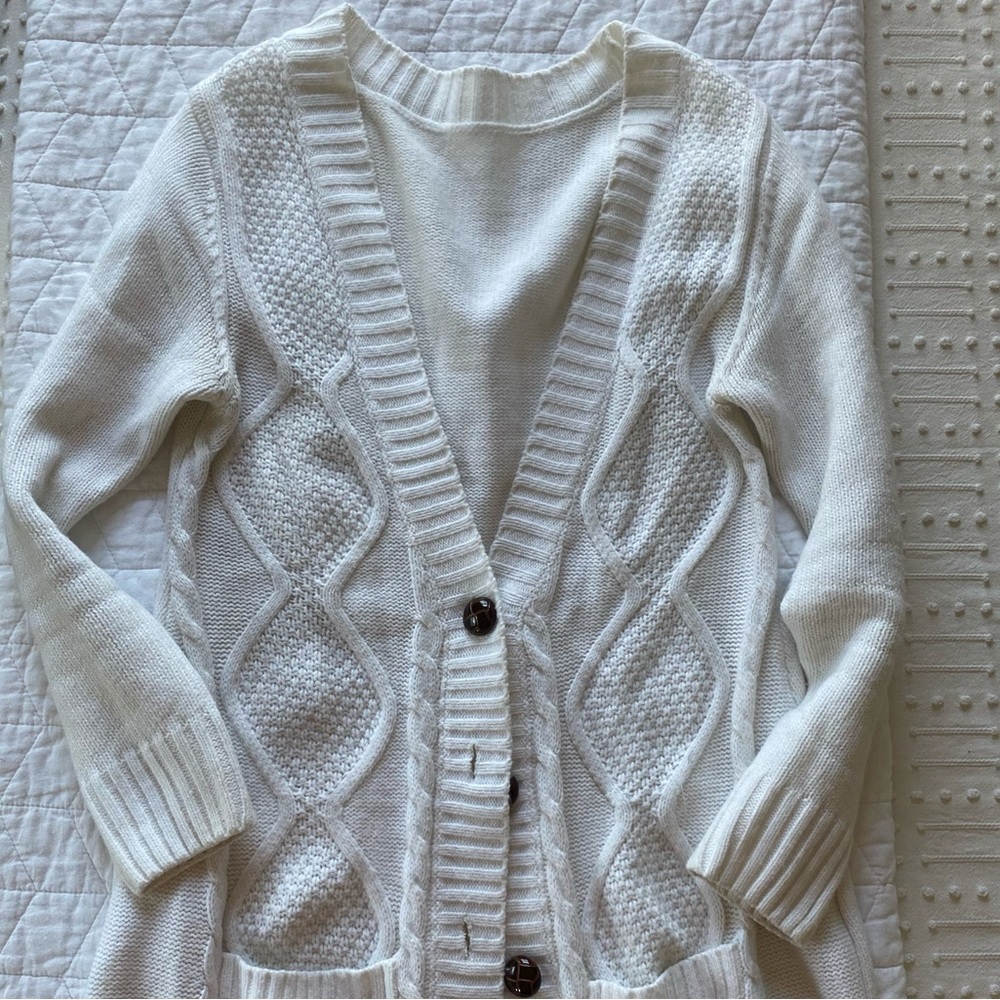 Long white cardigan